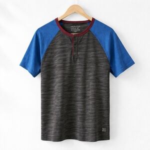 American Eagle Outfitters Blue and Black Raglan Henley